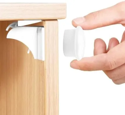 Produktbild von PolkaHome® 10-teiliges Set Schubladensicherung für Babys, magnetische Kindersicherung, weiß