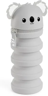 Produktbild von Federmäppchen 2-in-1, grau, 185 x 65 mm, Silikon, für Schule