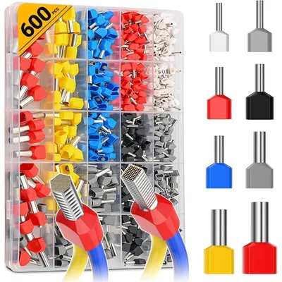 Image de Jeu de manchons de connexion, 600 pièces, isolés, multicolores, boîte de rangement, 8 tailles