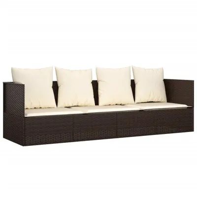 Obrázok produktu pre vidaXL Vonkajšia posteľ s vankúšom Brown Poly Rattan