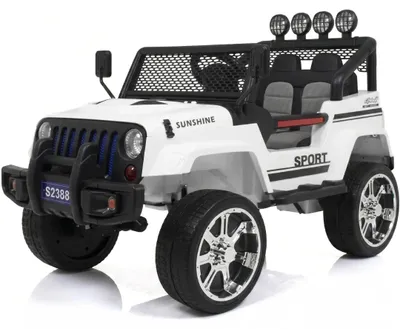Image de Jeep 4x4 électrique pour enfants 12 V (2 à 6 ans) – SUV tout-terrain avec 4 moteurs, télécommande, pneus en EVA et siège en cuir – Véhicule électrique pour enfants – Blanc