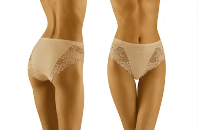 Produktbild von Wolbar Damen Slips Spitze hoher Bund Unterhose WB408 , beige, L