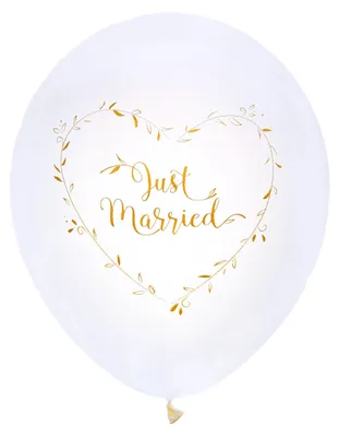 Image de 8 ballons « Just Married » blanc et or pour un mariage