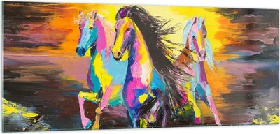 Produktbild von Bilder auf glas - Pferd Natur Tier - 100x40cm - Glasbilder - Wandbilder - Kunstdruck - zum Aufhängen bereit - Wanddekoration aus Glas - Glas Bilder - Wandbild auf Glas - Einteilig - GAB100x40-3433