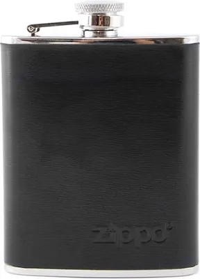 Produktbild von ZIPPO Flachmann STEEL BLACK LEATHER 180ml