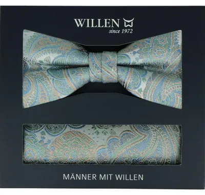 Produktbild von Seiden Fliege-Set mit Paisleydesign, Schleife 11,5x5,5cm, Einstecktuch 27,5x27,5cm