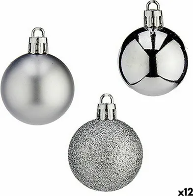 Obrázok produktu pre Sada vianočných ozdôb zo strieborného plastu 4 cm (12 kusov)