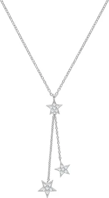 Image de Collier en forme de Y/ Y forme Collier Femme Plaqué Rhodium Argent fin 925 avec Oxyde de Zirconium - 43cm; TRS23456