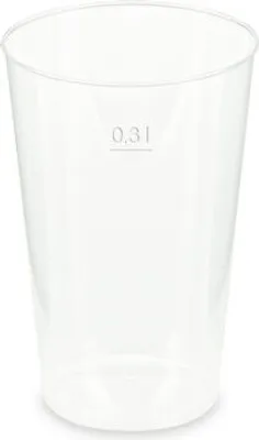 Produktbild von 75x Mehrwegbecher Pfandbecher transparent stabil+ PP 0,3L Eichstrich Ø 80mm