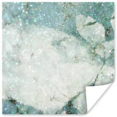 Produktbild von MuchoWow® Poster Marmor - Glitter - Grün 50x50 cm - Wohnzimmerdekoration