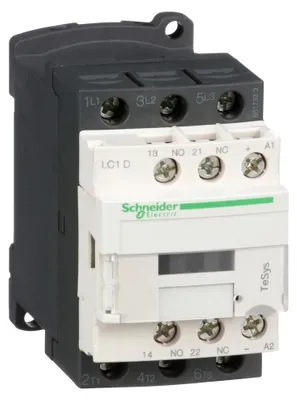 Image de Schneider Electric Contacteur de puissance Tesys D AC3 12A 3P 1NO 1NC Bobine 24VDC, LC1D12BD