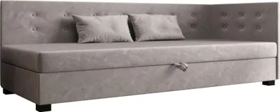 Produktbild von AURA SOFA Boxspringbett  NEMO PLUS 120x195 Komplett-Set mit Bonell Matratze, Polsterbett mit Bettkästen -  Grau, MONOLITH 84
