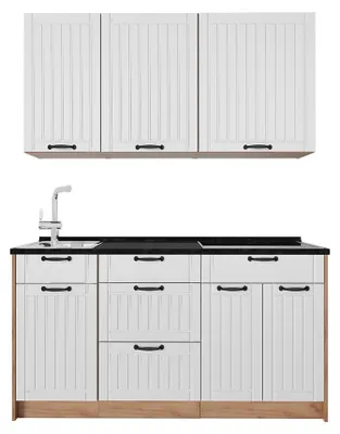 Immagine prodotto di Cucina monoblocco Vicco Fame-Line Bianco rustico/Rovere dorato 150 cm, PL Antracite, Model 64799