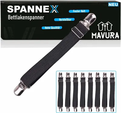 Produktbild von SPANNEX verstellbare Bettlakenspanner Betttuchspanner Lakenspanner bis200cm 8er schwarz: Weiß Farbe: Weiß
