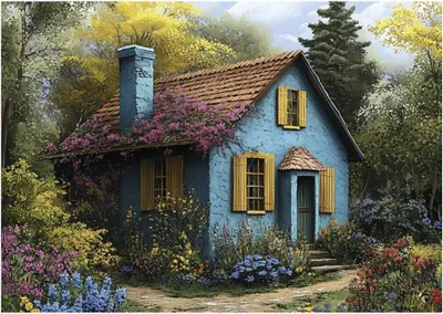 Image de Dino - Puzzle maison bleue - 500 pièces