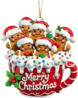 Produktbild von Lebkuchenmann-Weihnachtsornament aus Kunstharz zum Aufhängen für Baum und Zuhause, festliche Keksfigur für Weihnachtsdekorationen
