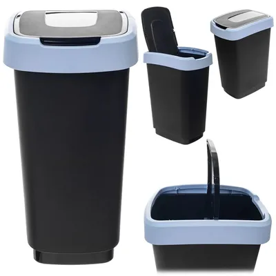 Produktbild von Mülleimer - Abfalleimer 25 l - Schwingdeckel - 4er-Set - Für Küche & Büro - Schwarz