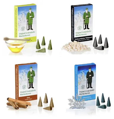 Produktbild von Crottendorfer - 4er Set Räucherkerzen Weihnachtlicher Weihrauch / Wintertraum / Zimt / Honig - Inhalt jeweils 24 Stück, Größe M (Standard)
