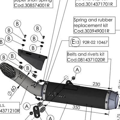 Immagine prodotto di Scudo termico LeoVince in carbonio, copertura del silenziatore, codice OEM 3014371002R, compatibile con Yamaha MT09