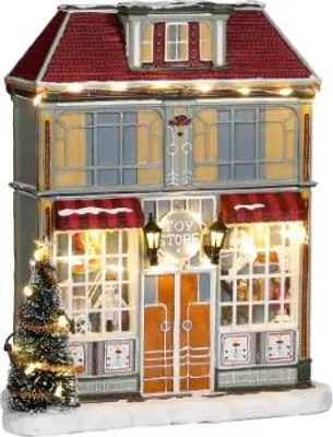 Produktbild von Edelman Luville Weihnachts-Miniaturgebäude Spielzeugladen batteriebetrieben 20 x 9 x 23,5 cm