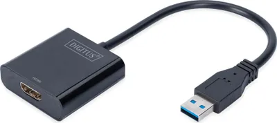 Produktbild von Digitus USB-A 3.2 Gen 1 zu HDMI Grafik Adapter, 1920 x 1080 Pixel, 1080p, Schwarz, Sichtverpackung, 220 mm, 160 mm