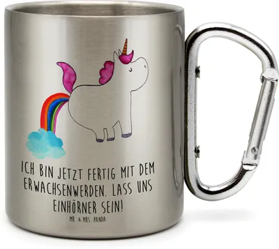 Produktbild von Mr. & Mrs. Panda Thermobecher Einhorn Pupsen - Transparent - Geschenk, Edelstahl, Unicorn, Glitzer, Teetasse, Freundin, Regenbogen, Spaß, Isolierbecher, Trinkbecher
