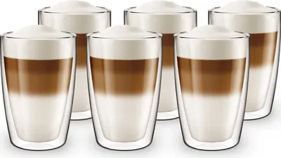 Produktbild von Venedig Doppelwandiges Glas Set für Kaffee 280ml 6 Stück - Thermogläser für Kaffee - Kaffee Gläser - Thermo-Latte-Gläser -  Kaffeegläser Set