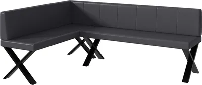 Produktbild von MEBLINI Eckbank für Esszimmer - Küchenbank - Essecke - Sitzecke Küche - PETER - X-Beine 142x196x87cm Links - Grau Kunstleder