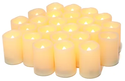 Imagen del producto de Velas votivas LED sin llama, con efecto parpadeante - Juego de 24 velas eléctricas