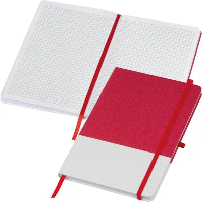 Produktbild von Notizbuch mit PolyurethanCover / A5 / 160 karierte Seiten / Farbe: weiß-rot