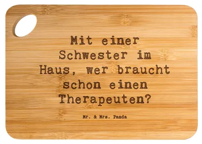 Produktbild von Mr. & Mrs. Panda Schneidebrett Spruch Schwester Glück - Transparent - Geschenk, Geschwister, Geburtstage, Frühstücksbrettchen, Beziehung, Geschwisterliebe, Verwandte