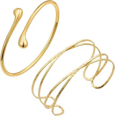 Produktbild von Armbänder Damen, 2 Stück, verstellbar, Oberarmarmband und Wickelarmband, für Festlichkeiten und Freizeit