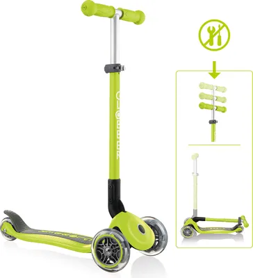 Produktbild von GLOBBER PRIMO FOLDABLE – Tretroller Kinder, 120/80 mm, ABEC 5, 3-rädrig, höhenverstellbar, lime grün