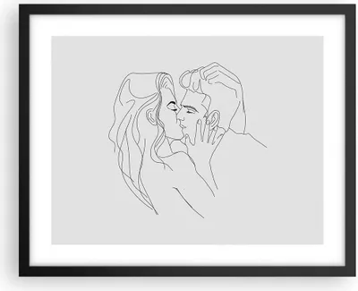 Produktbild von Gerahmtes Poster - Schwarzer Rahmen - Kuss Paar Skizze - 50x40 cm - Wand Bild - Wanddeko - Wandbilder - Kunstposter - Wandposter - Bilderrahmen - Bilder - Kunstdruck - Wanddekoration - P2BAA50x40-4434