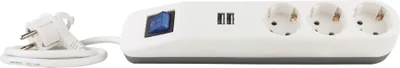 Produktbild von REV ICE-Line Design Steckdosenleiste USB Schalter Schutzkontakt weiß 3- o 6-fach Größe: 3-fach