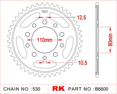 Image de Pignon à chaîne RK "6600" 530, acier 42 dents