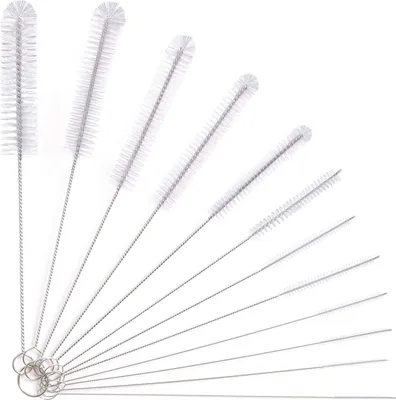 Produktbild von Kleine Reinigungsbürste Für Kaffeevollautomat, 12 Pcs Strohhalm Bürste Set, Flasche Reinigungsbürsten Milchschlauchbürste Nylon Schlauchbürste Set für Teekanne Düse, Flaschenbürste Dünn - Weiß