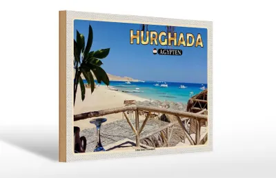Produktbild von Holzschild Reise 30x20cm Hurghada Ägypten Giftun Nationalpark Deko