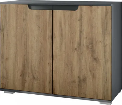 Produktbild von Vladon Kommode Sylt V3, Moderner Küchenschrank mit 2 großen Türen Anthrazit matt / Eiche Wotan (92,5 x 75.5 x 35)