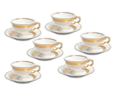 Image de Thun 1794 Marie Louise, tasses à thé et soucoupes, 230 ml, or, Thun, 6 pièces