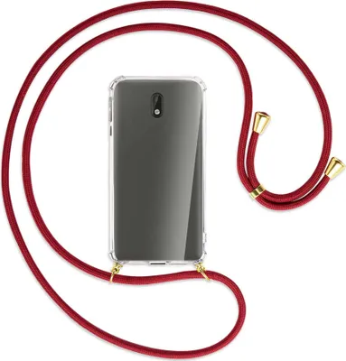 Produktbild von Handykette Backcover-Schutzhülle mit Band (Metall goldfarben) für Nokia 3 - dunkelrot