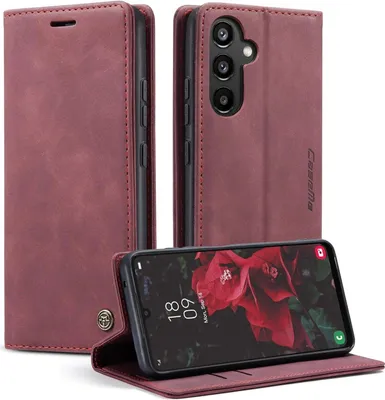 Produktbild von Samsung Galaxy A34 5G Handyhülle Premium Leder Klapp Case Weinrot