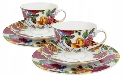 Productafbeelding van Koffieporselein 6 elem 2x kop 2x schoteltje 2x bord ontbijtbloem
