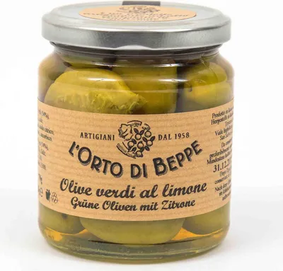Immagine prodotto di Olive verdi al limone 314 ml. - L'Orto di Beppe