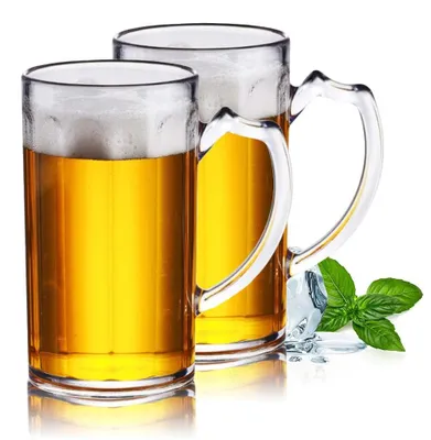 Image de Grand verre à bière avec anse, lot de 2, en plastique durable