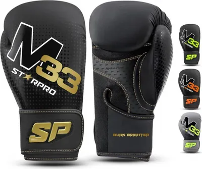 Produktbild von Starpro M33 Matte Boxhandschuhe aus synthetischem Kunstleder für professionelles Training im Muay Thai, Kickboxen, Fitness und Boxercise am Boxsack – Männer und Frauen