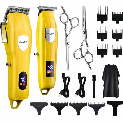 Produktbild von Haar- und Barttrimmer für Männer – 2-in-1 Haarschneider mit 9 Aufsätzen, Gelb