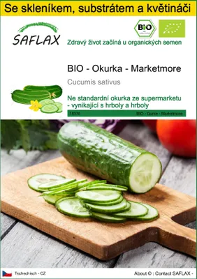 Obrázek produktu pro SAFLAX Kultivační sada - BIO - Okurka - Marketmore - Cucumis sativus - 20 Semena - S mini skleníkem, pěstebním substrátem a 2 květináči