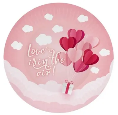 Immagine prodotto di Piatti di carta rosa Love 18 cm 6 pezzi
