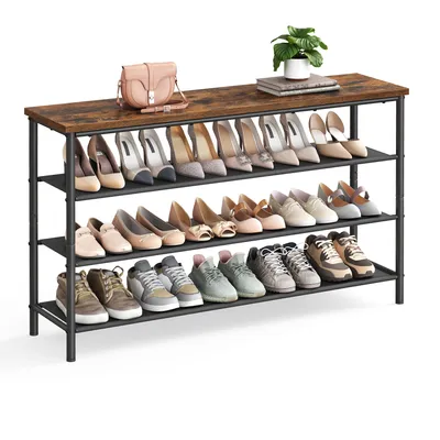 Produktbild von VASAGLE Schuhregal mit 4 Ebenen große Oberfläche für Taschen Schuhablage vintage